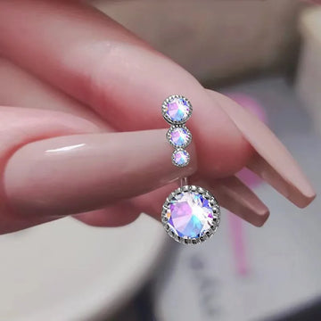 DAIIIBABYYY  -  Fashion Zircon Heart Belly Button Piercing for Women Stainless Steel Long Flower Pendant Navel Rings Piercing Ombligo Jewelry